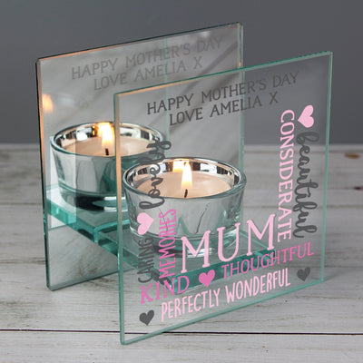 Personalised Mum Mirrored Glass Tea Light Holder - Shop Personalised Gifts