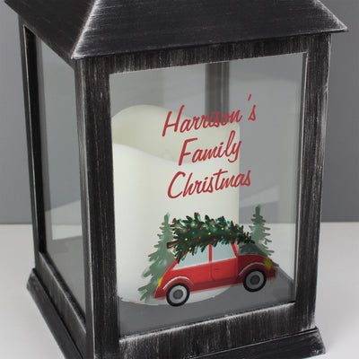 Personalised 'Driving Home For Christmas' Black Lantern - Shop Personalised Gifts