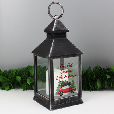 Personalised 'Driving Home For Christmas' Black Lantern - Shop Personalised Gifts