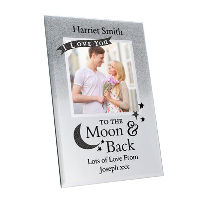 Personalised To the Moon and Back 4x4 Glitter Glass Photo Frame - Shop Personalised Gifts