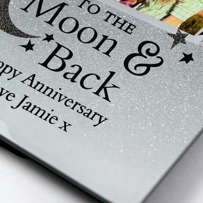 Personalised To the Moon and Back 4x4 Glitter Glass Photo Frame - Shop Personalised Gifts