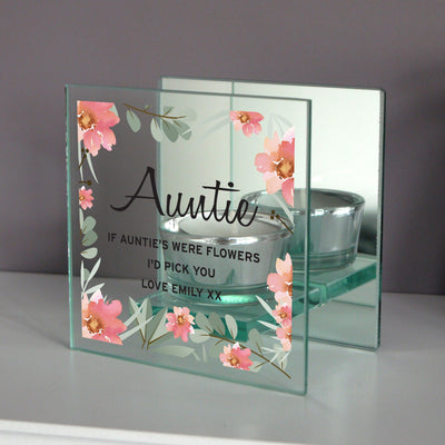 Personalised Floral Sentimental Mirrored Glass Tea Light Candle Holder - Shop Personalised Gifts