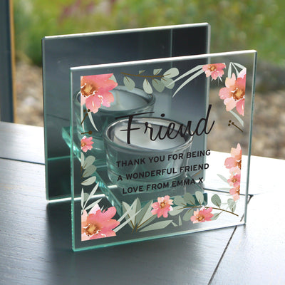 Personalised Floral Sentimental Mirrored Glass Tea Light Candle Holder - Shop Personalised Gifts