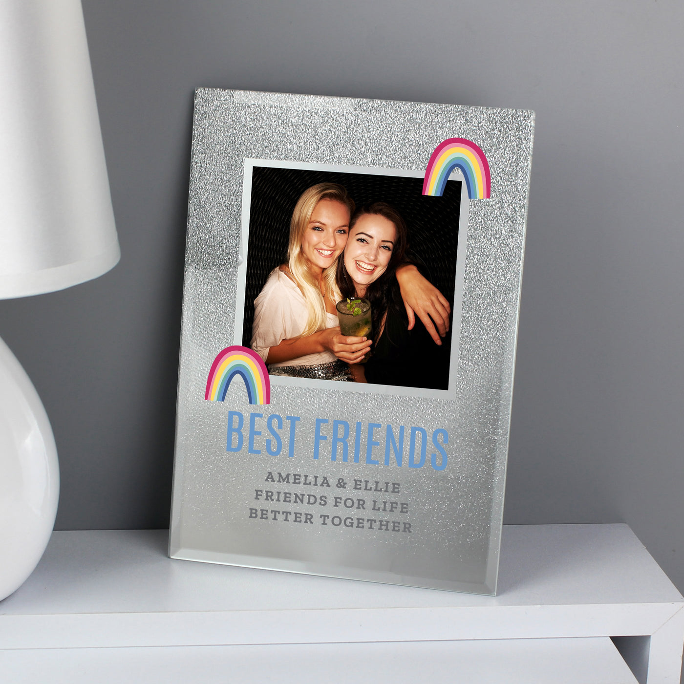 Personalised Rainbow 4x4 Glitter Glass Photo Frame - Shop Personalised Gifts