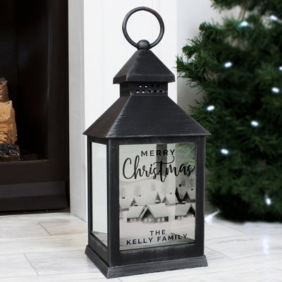 Personalised Town Christmas Rustic Black Lantern - Shop Personalised Gifts
