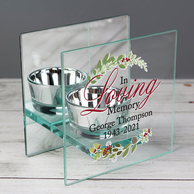 Personalised In Loving Memory Christmas Mirrored Glass Tea Light Candle Holder - Shop Personalised Gifts