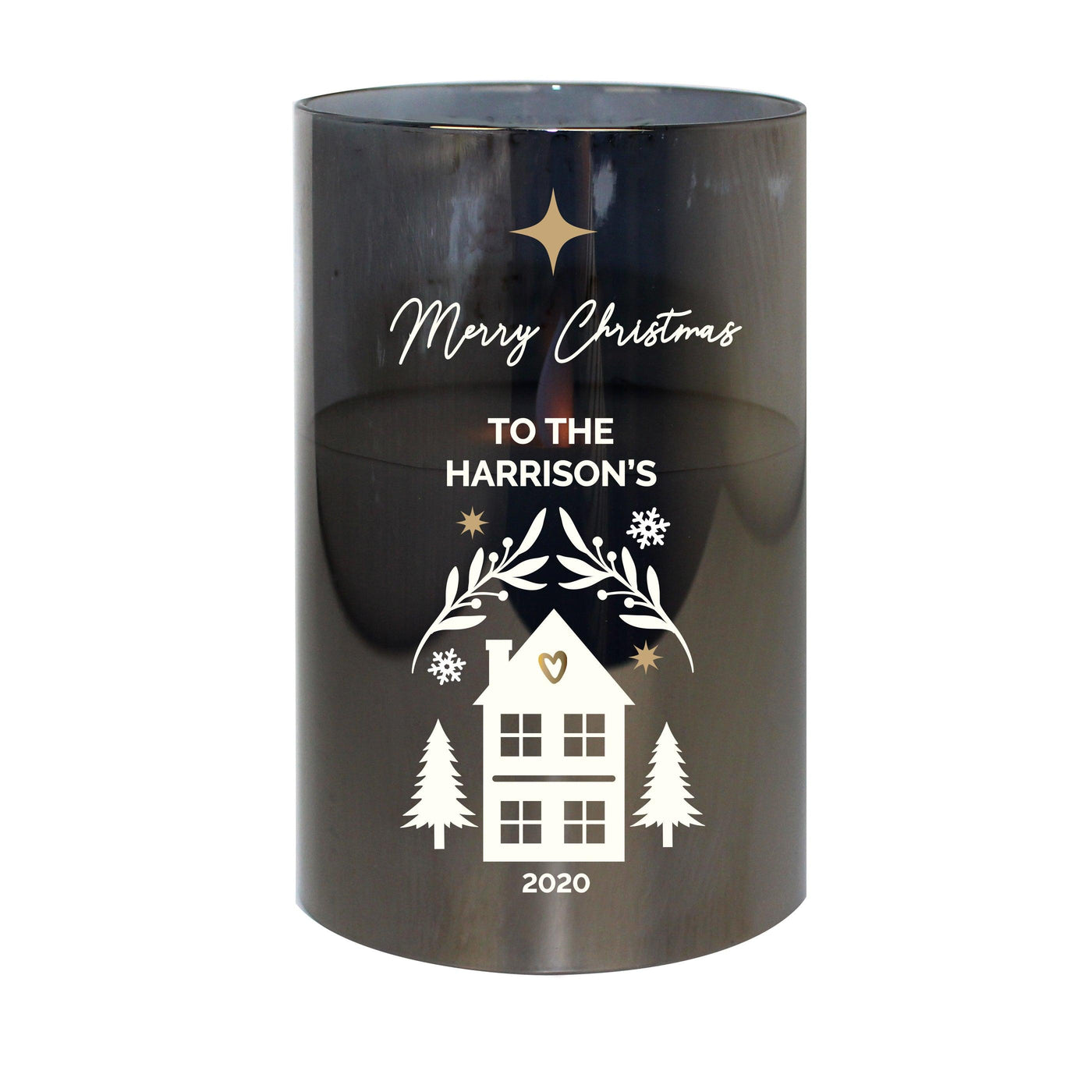 Personalised Christmas Smoked Glass LED Candle - Shop Personalised Gifts