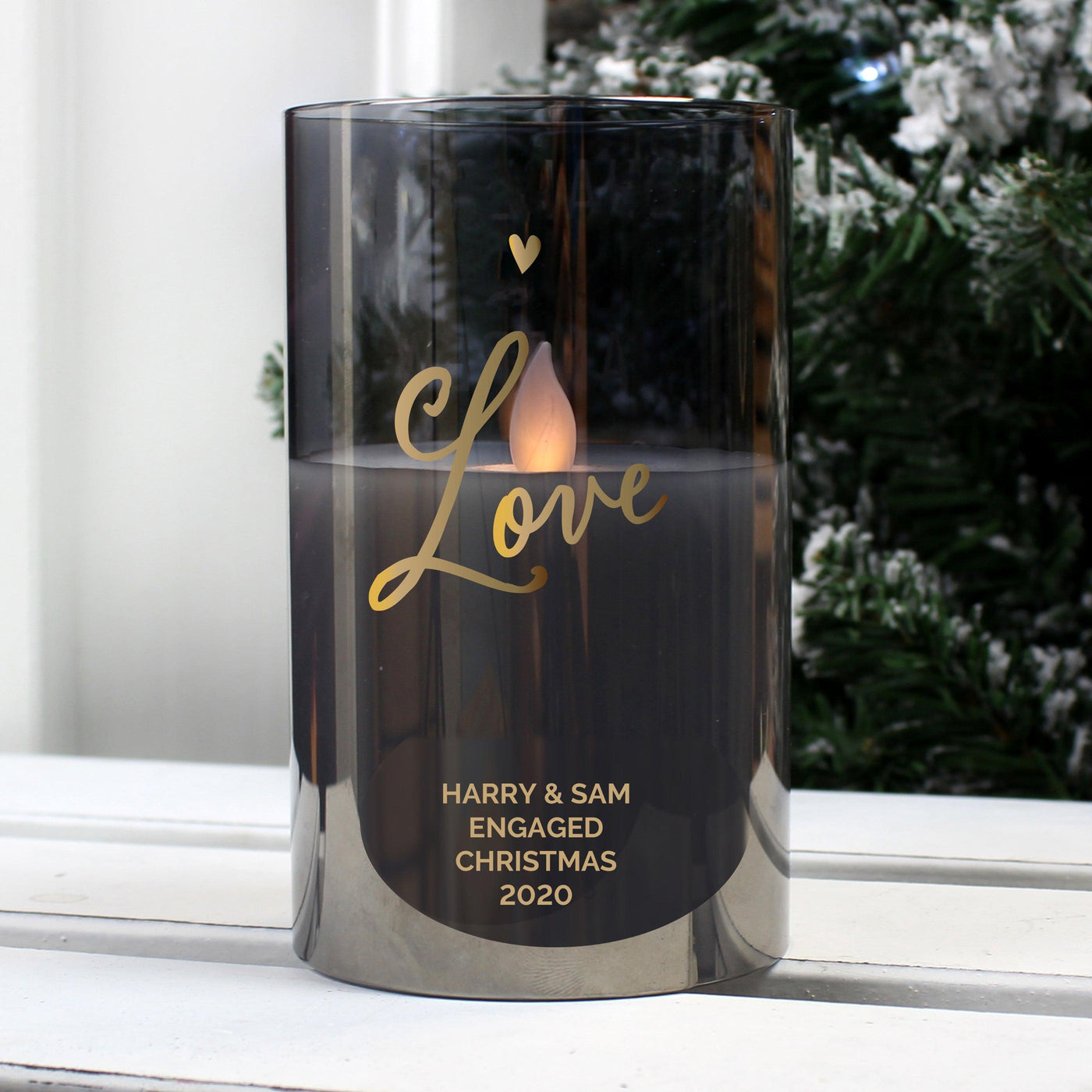 Personalised Love Smoked Glass LED Candle - Shop Personalised Gifts