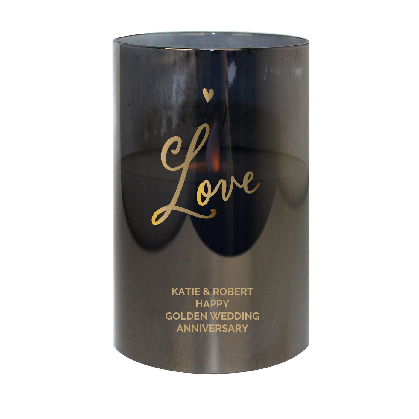 Personalised Love Smoked Glass LED Candle - Shop Personalised Gifts