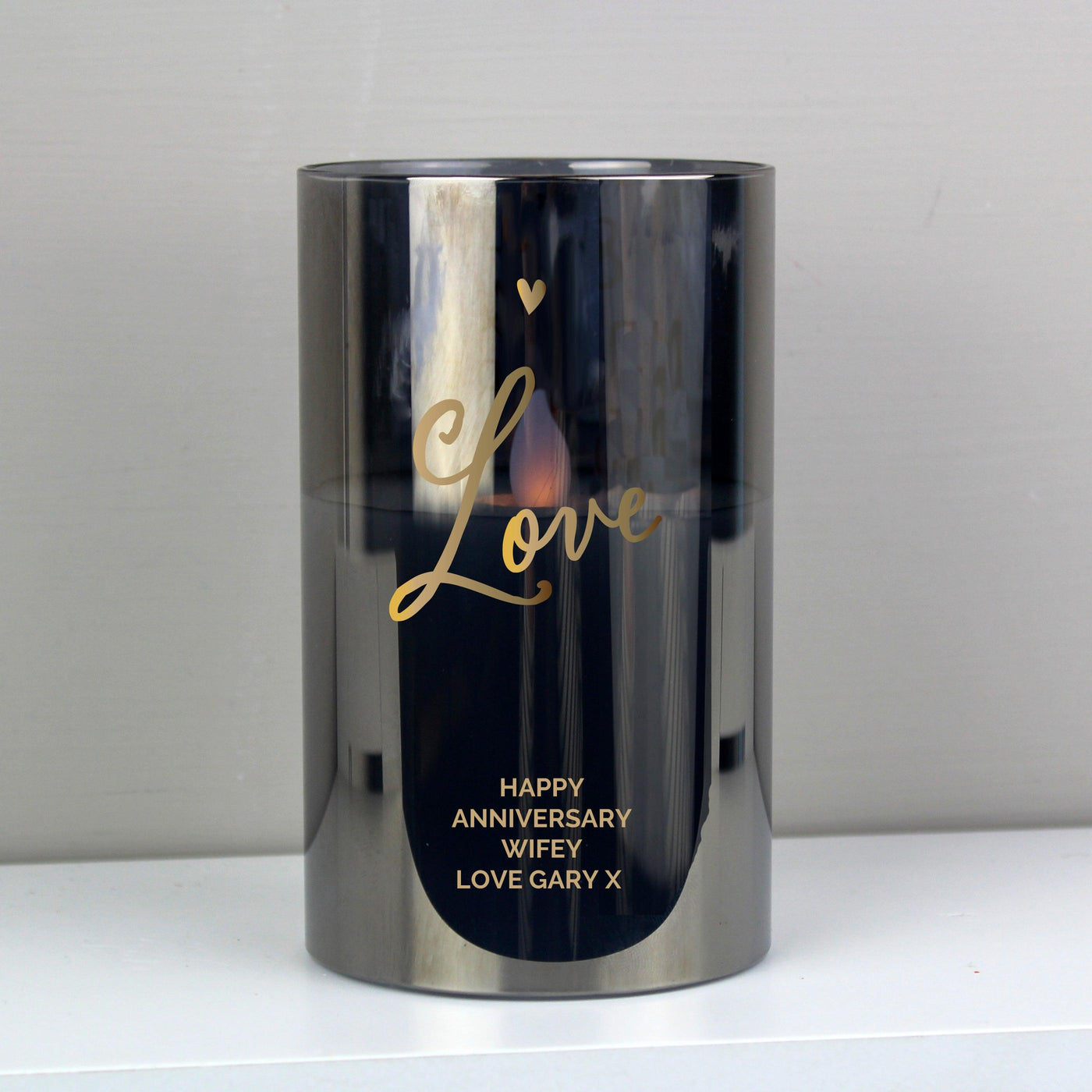Personalised Love Smoked Glass LED Candle - Shop Personalised Gifts