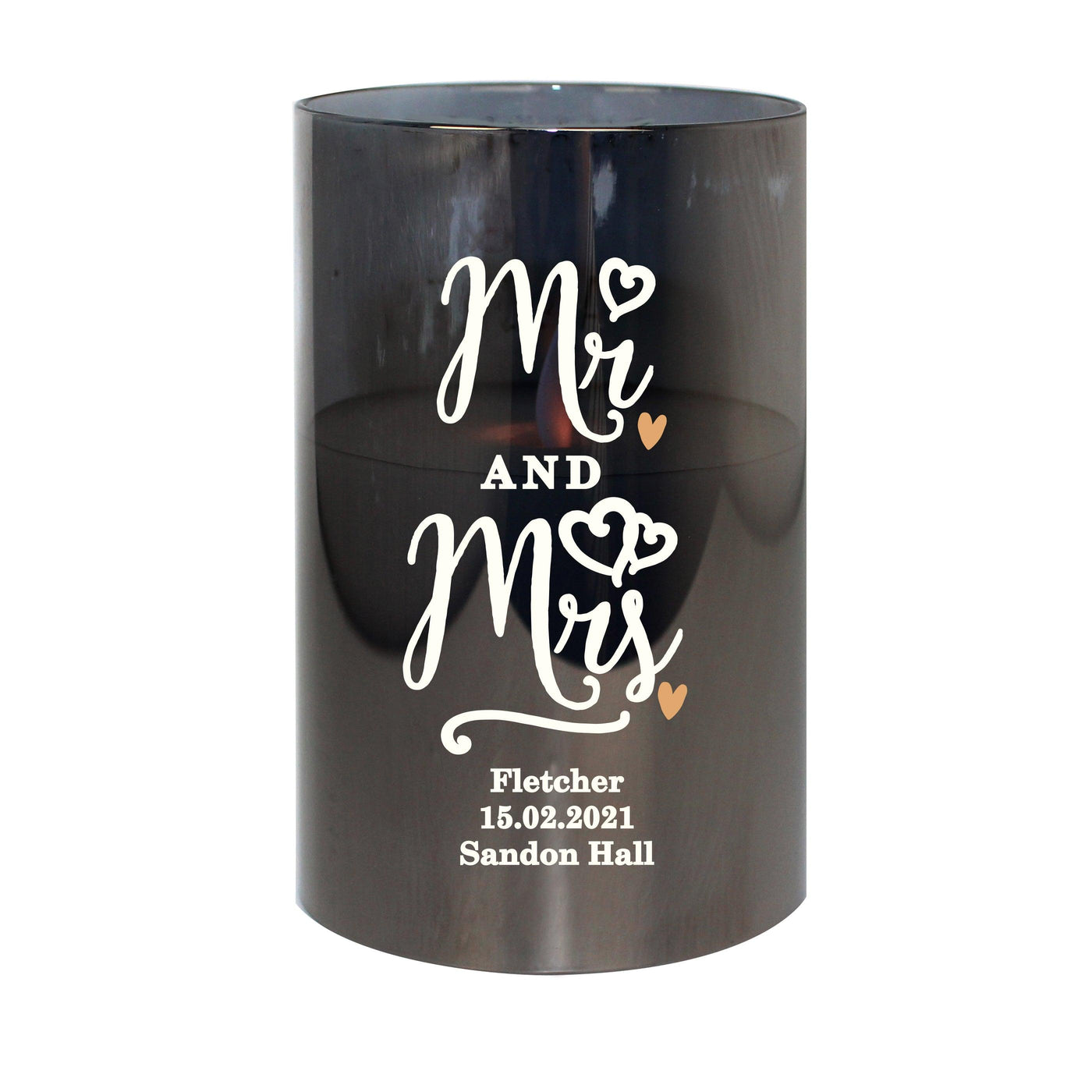 Personalised Mr & Mrs Smoked Glass LED Candle - Shop Personalised Gifts