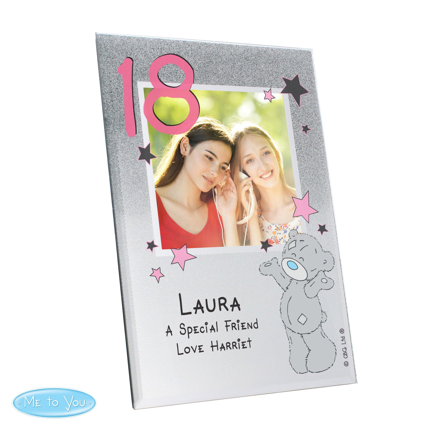 Personalised Me To You Sparkle & Shine 4x4 Glitter Glass Photo Frame - Shop Personalised Gifts