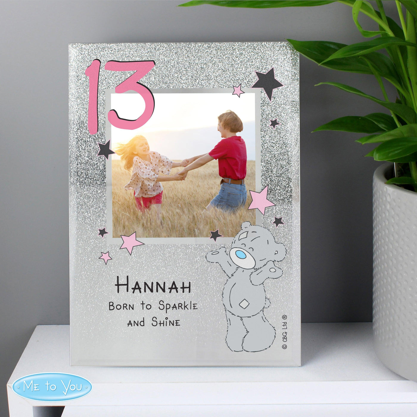 Personalised Me To You Sparkle & Shine 4x4 Glitter Glass Photo Frame - Shop Personalised Gifts