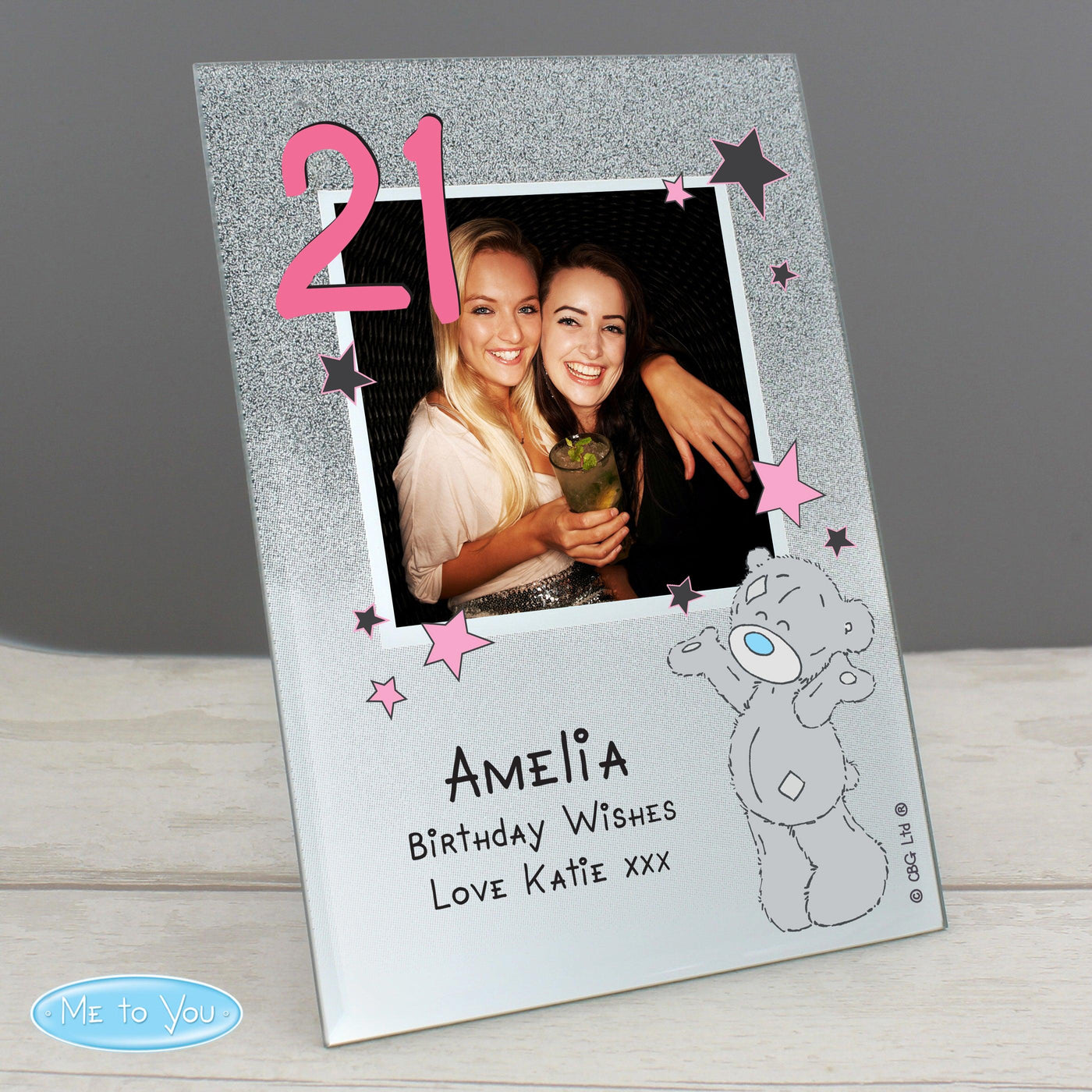 Personalised Me To You Sparkle & Shine 4x4 Glitter Glass Photo Frame - Shop Personalised Gifts