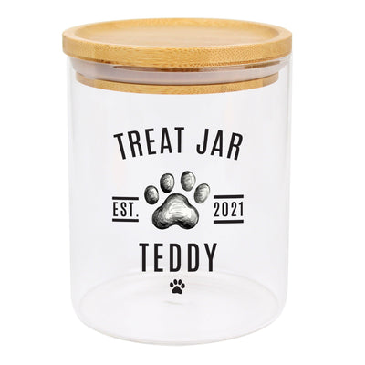 Personalised Pet Treats Glass Jar with Bamboo Lid - Shop Personalised Gifts