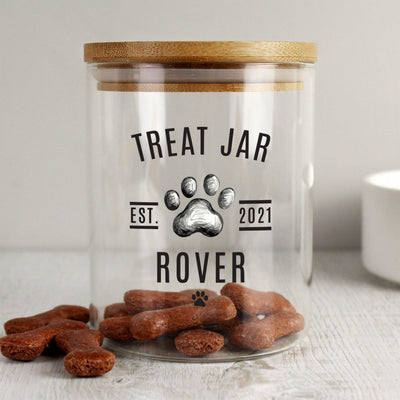 Personalised Pet Treats Glass Jar with Bamboo Lid - Shop Personalised Gifts