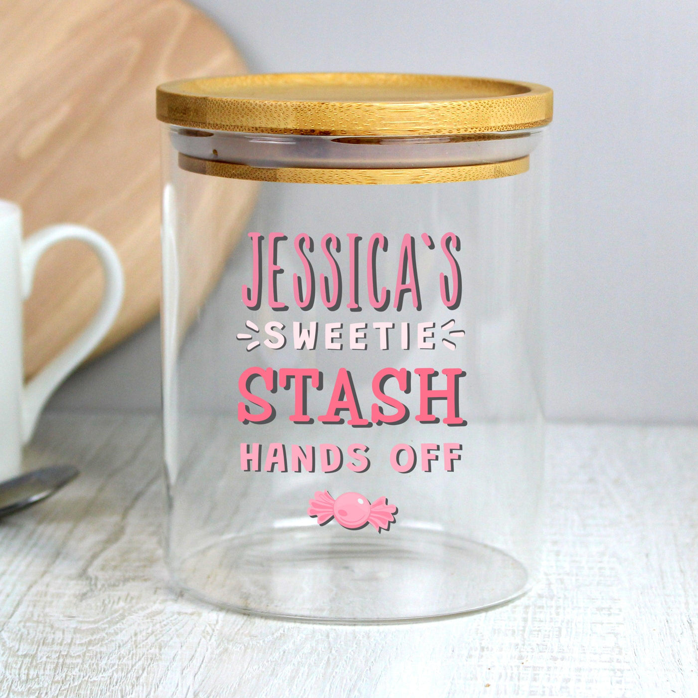 Personalised Sweetie Stash Glass Jar with Bamboo Lid - Shop Personalised Gifts