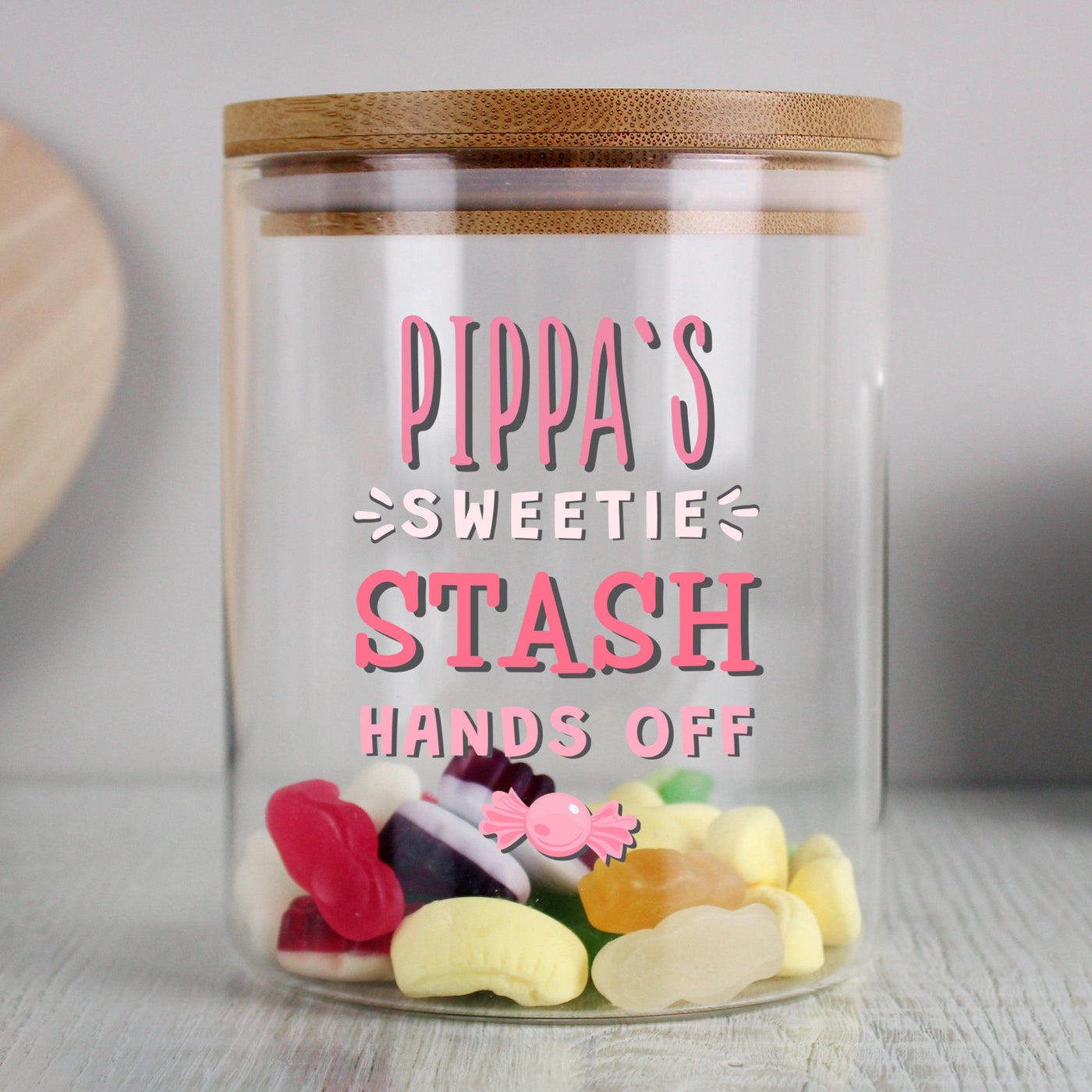Personalised Sweetie Stash Glass Jar with Bamboo Lid - Shop Personalised Gifts