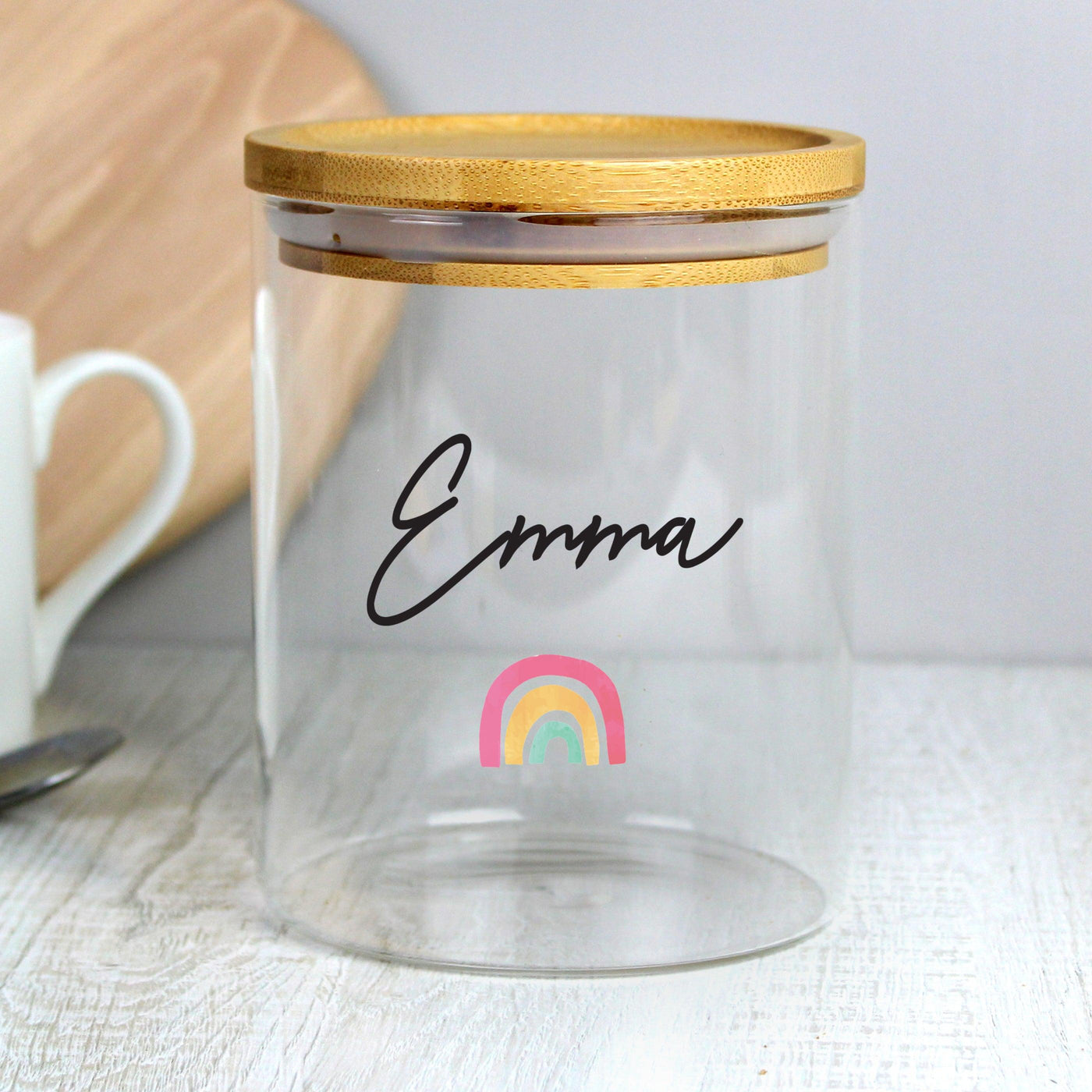 Personalised Rainbow Glass Jar with Bamboo Lid - Shop Personalised Gifts