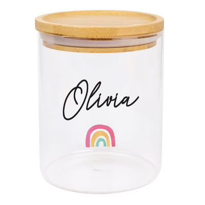 Personalised Rainbow Glass Jar with Bamboo Lid - Shop Personalised Gifts