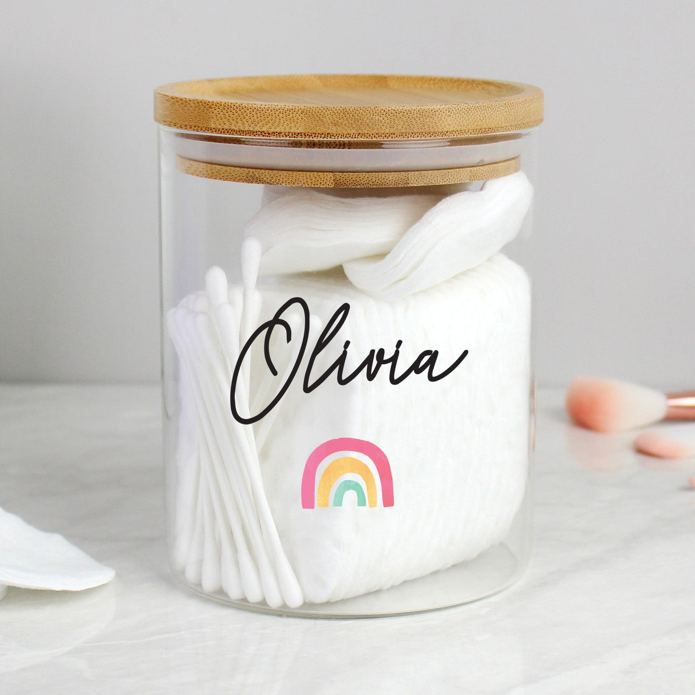 Personalised Rainbow Glass Jar with Bamboo Lid - Shop Personalised Gifts