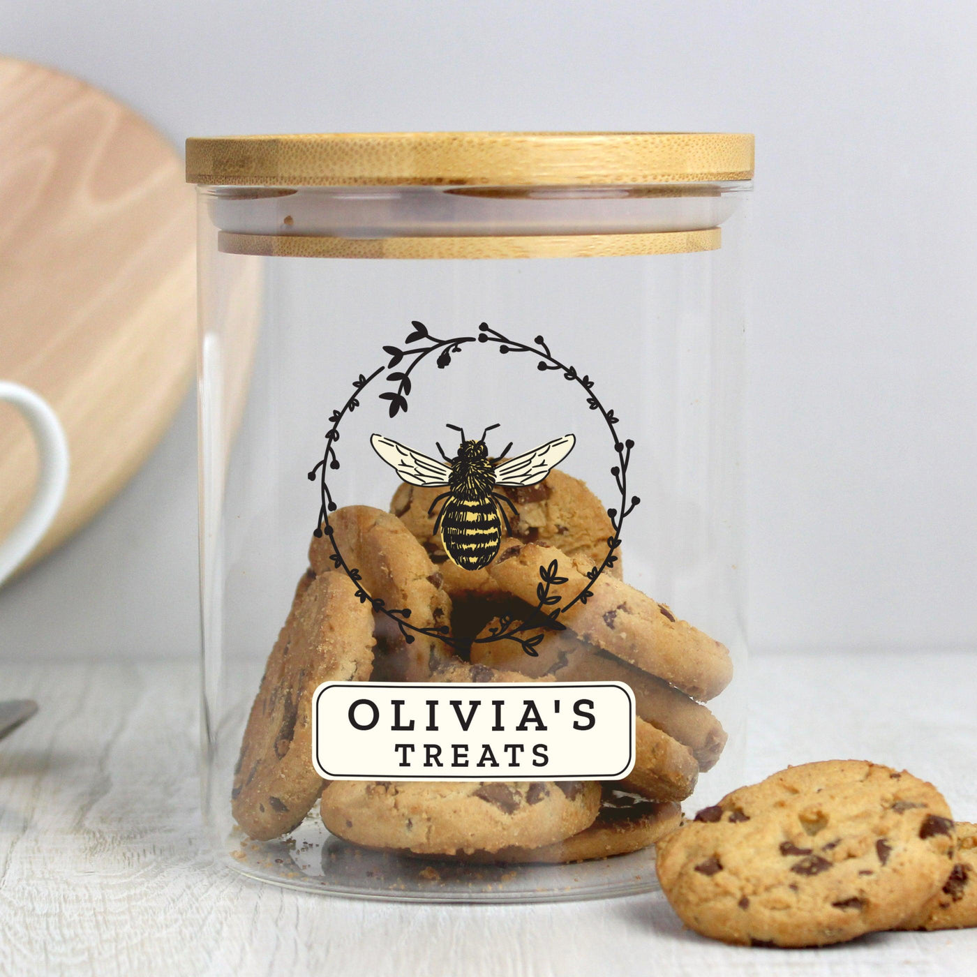 Personalised Bee Glass Jar with Bamboo Lid - Shop Personalised Gifts