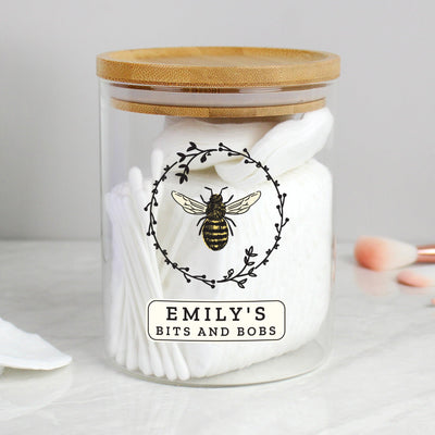 Personalised Bee Glass Jar with Bamboo Lid - Shop Personalised Gifts