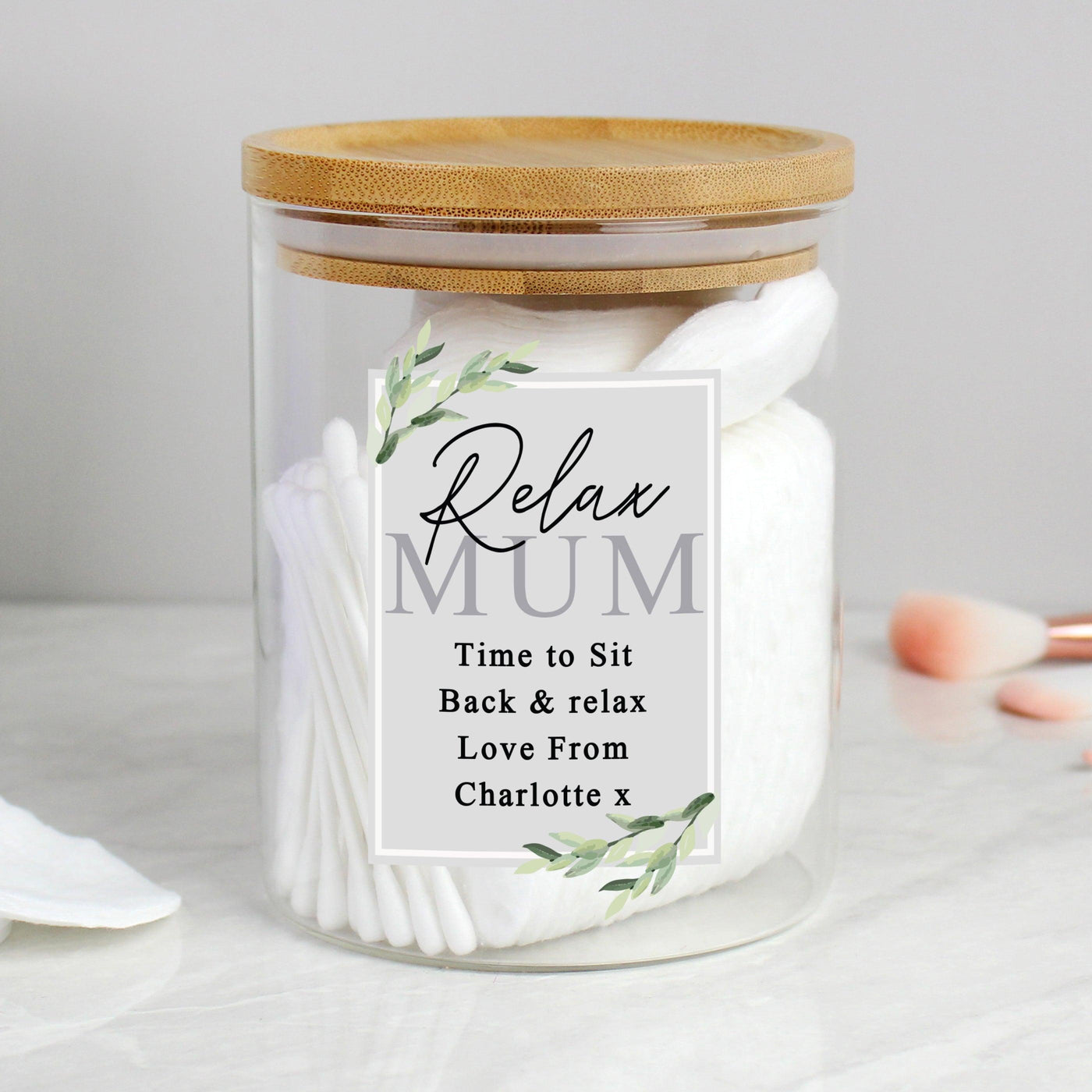 Personalised Botanical Glass Jar with Bamboo Lid - Shop Personalised Gifts