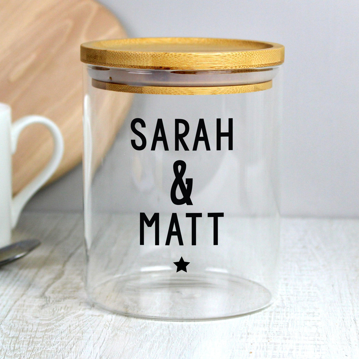 Personalised Free Text Glass Jar with Bamboo Lid - Shop Personalised Gifts