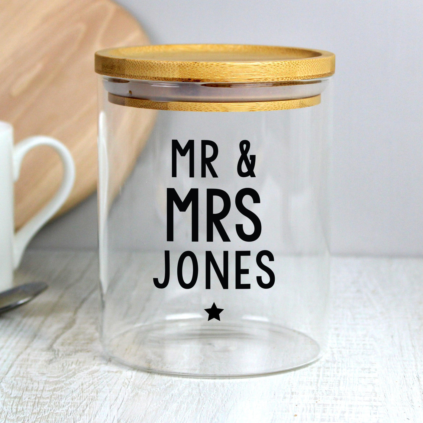 Personalised Free Text Glass Jar with Bamboo Lid - Shop Personalised Gifts
