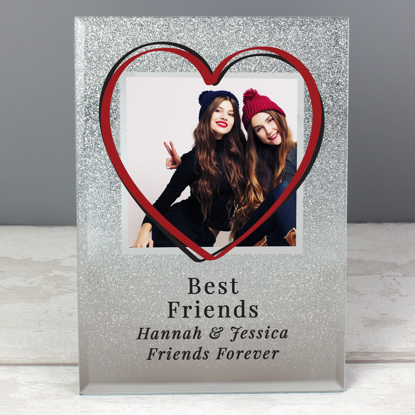 Personalised Heart 4x4 Glitter Glass Photo Frame - Shop Personalised Gifts