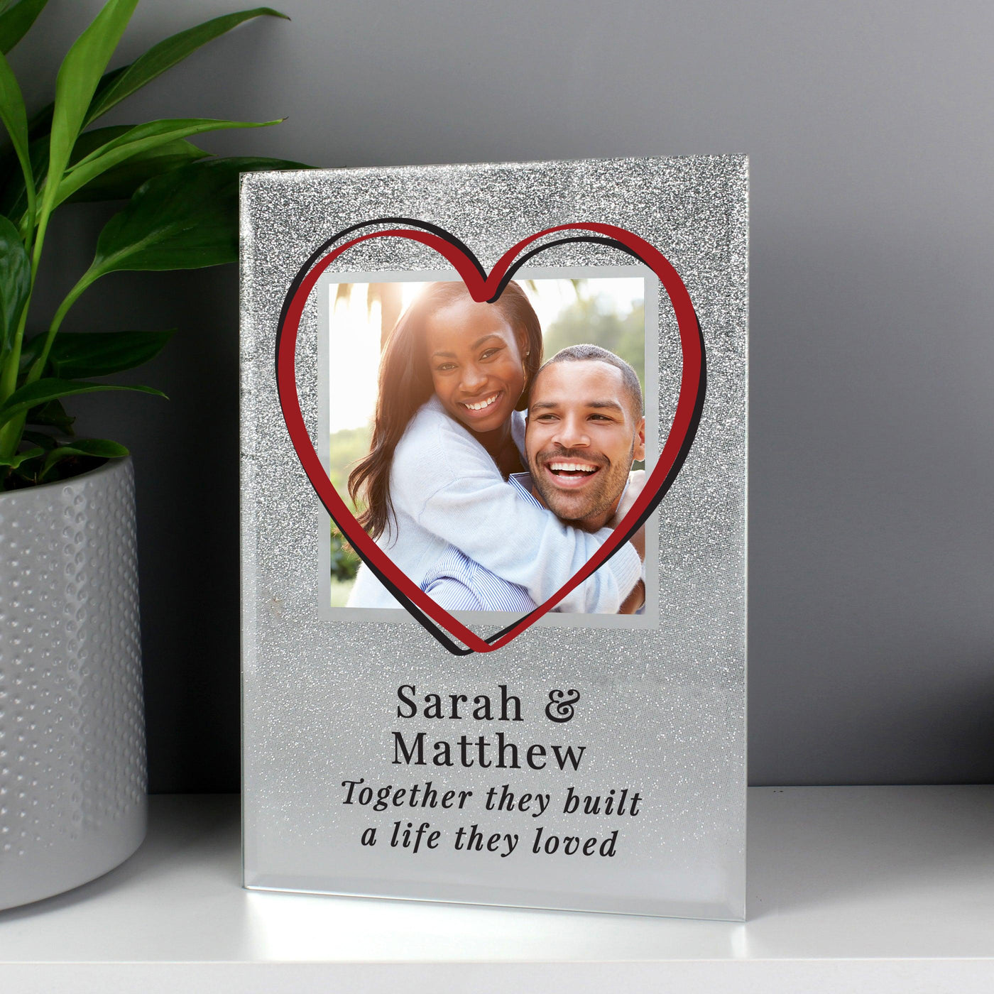 Personalised Heart 4x4 Glitter Glass Photo Frame - Shop Personalised Gifts