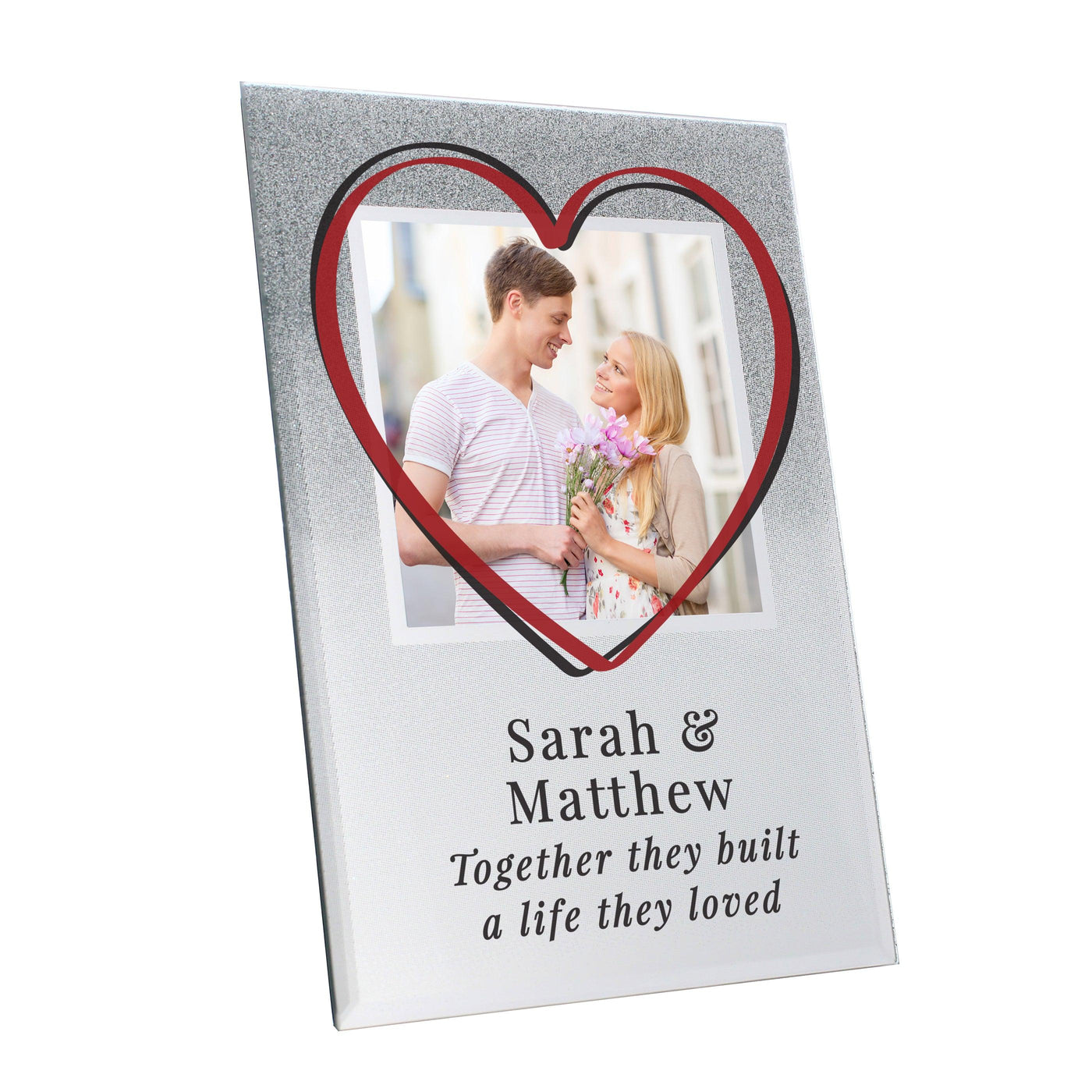 Personalised Heart 4x4 Glitter Glass Photo Frame - Shop Personalised Gifts
