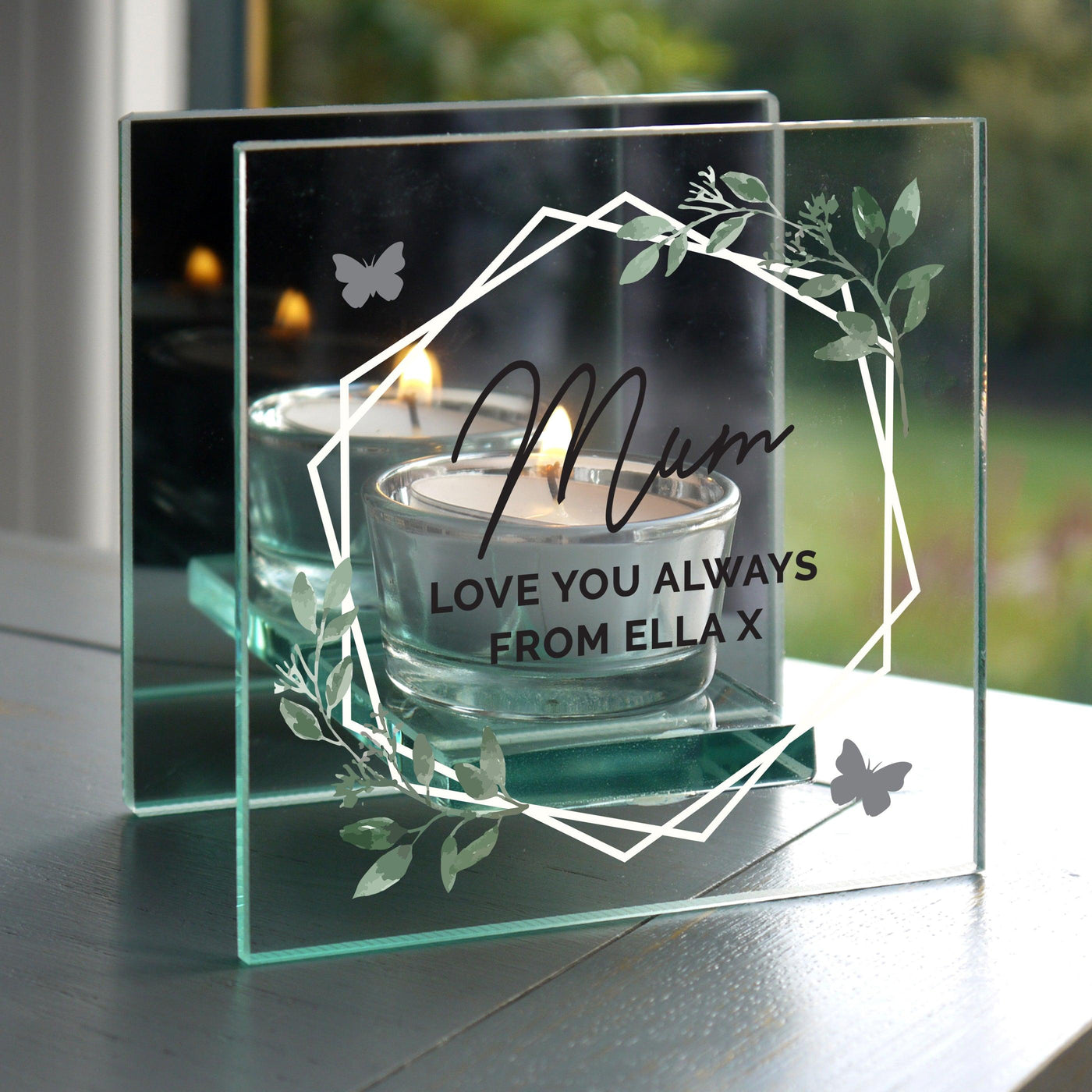 Personalised Botanical Mirrored Glass Tea Light Candle Holder - Shop Personalised Gifts