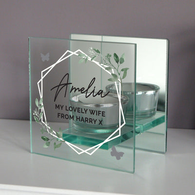 Personalised Botanical Mirrored Glass Tea Light Candle Holder - Shop Personalised Gifts