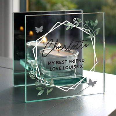 Personalised Botanical Mirrored Glass Tea Light Candle Holder - Shop Personalised Gifts