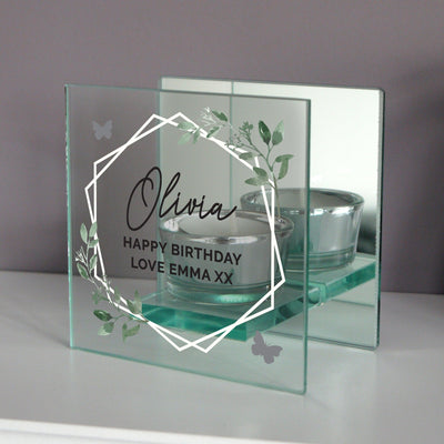 Personalised Botanical Mirrored Glass Tea Light Candle Holder - Shop Personalised Gifts