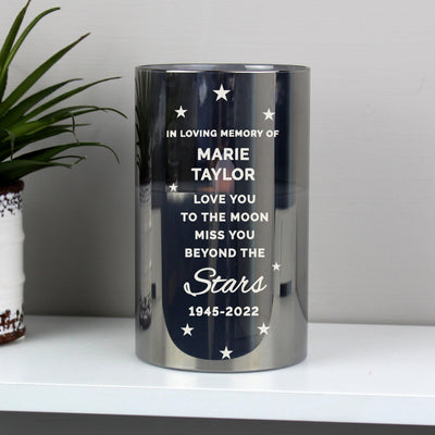 Personalised Miss You Beyond The Stars Smoked Glass LED Candle - Shop Personalised Gifts