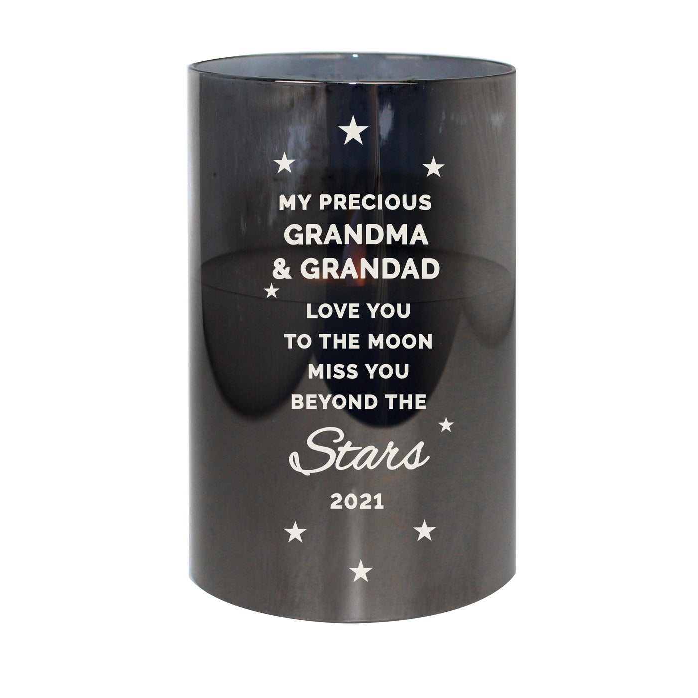 Personalised Miss You Beyond The Stars Smoked Glass LED Candle - Shop Personalised Gifts