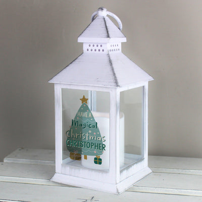 Personalised Have A Magical Christmas White Lantern - Shop Personalised Gifts