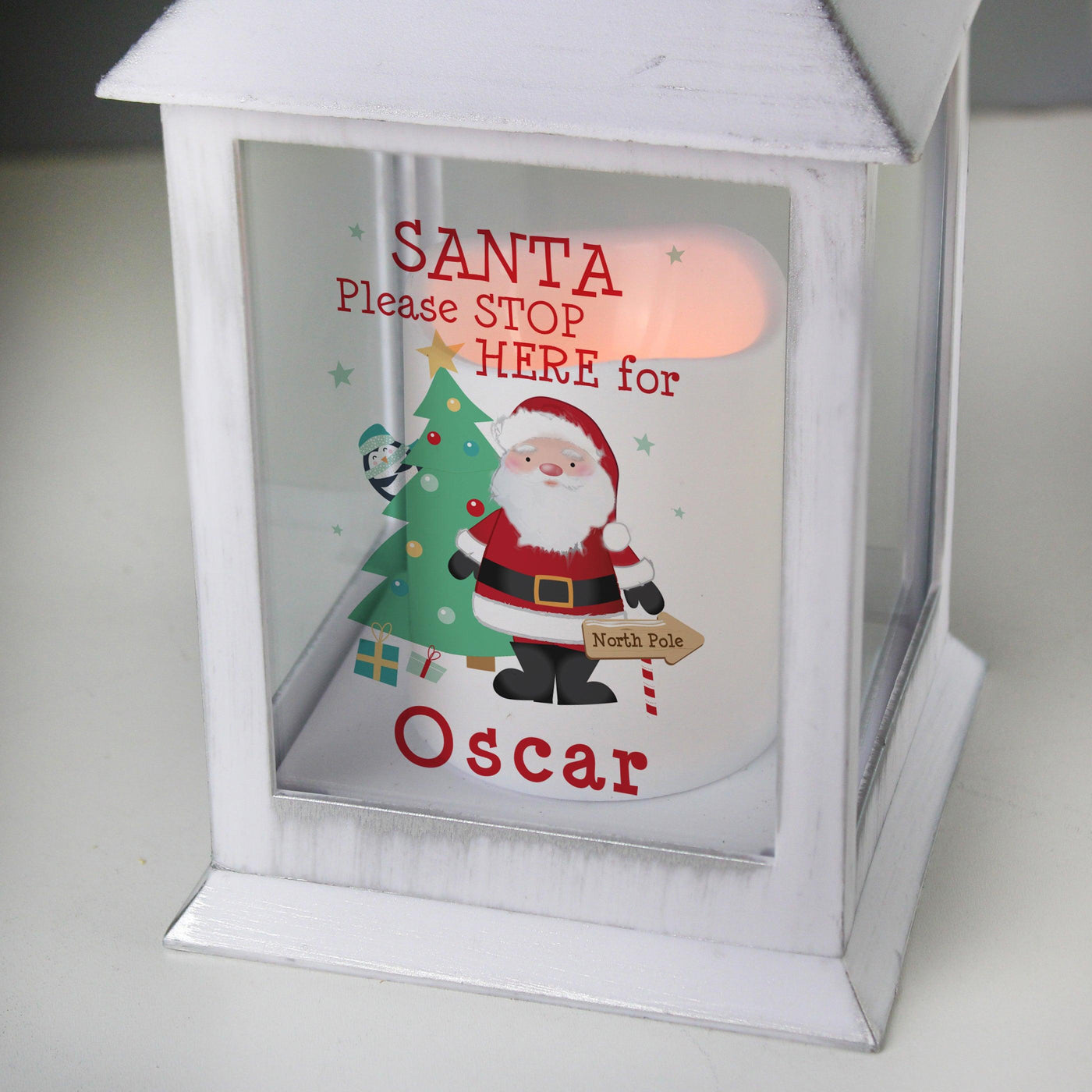 Personalised Santa White Lantern - Shop Personalised Gifts