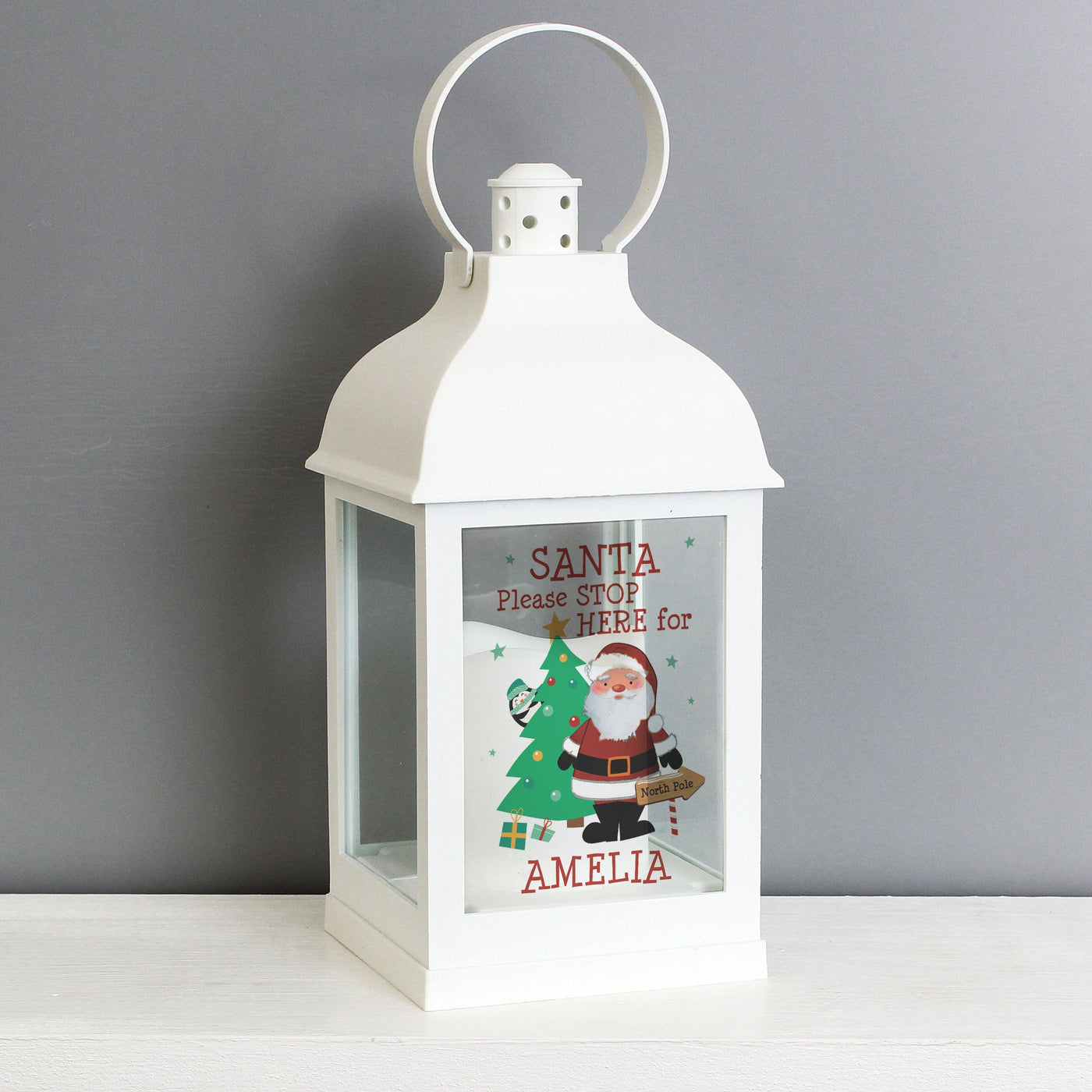 Personalised Santa White Lantern - Shop Personalised Gifts