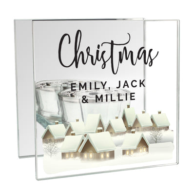 Personalised Christmas Village Mirrored Glass Tea Light Candle Holder - Shop Personalised Gifts