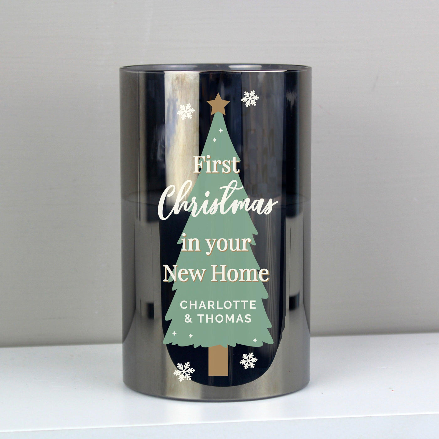 Personalised Christmas Tree Smoked Glass LED Candle - Shop Personalised Gifts