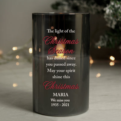 Personalised Christmas Season Memorial Smoked LED Candle