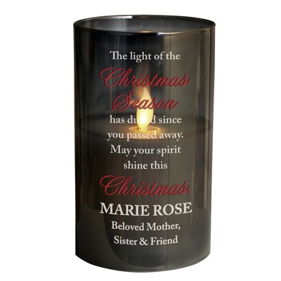Personalised Christmas Season Memorial Smoked LED Candle