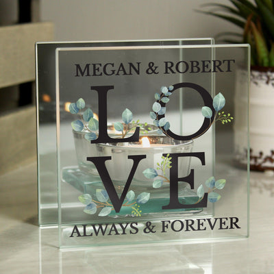 Personalised Botanical Love Mirrored Glass Tea Light Holder - Shop Personalised Gifts