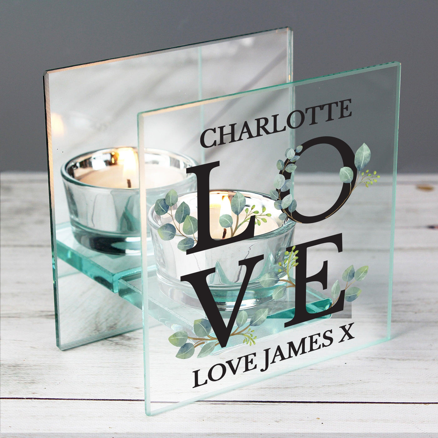 Personalised Botanical Love Mirrored Glass Tea Light Holder - Shop Personalised Gifts
