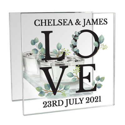 Personalised Botanical Love Mirrored Glass Tea Light Holder - Shop Personalised Gifts