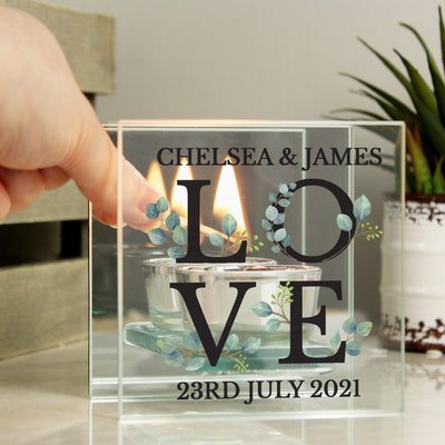 Personalised Botanical Love Mirrored Glass Tea Light Holder - Shop Personalised Gifts